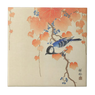 Vogel en Rode Klimop door Ohara Koson Tegeltje