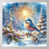 Vogel- en winterlandschap 10 poster (Voorkant)