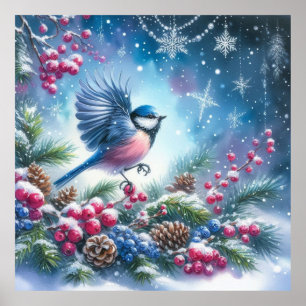 Vogel- en winterlandschap 22 poster