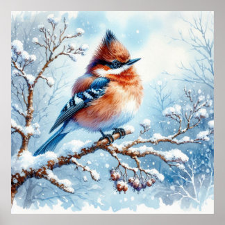 Vogel- en winterlandschap 29 poster
