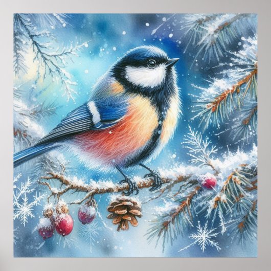 Vogel- en winterlandschap 30 poster (Voorkant)