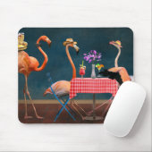 Vogel - Flamingo - Wandelende tafels Muismat (Met muis)