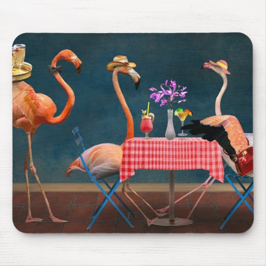 Vogel - Flamingo - Wandelende tafels Muismat (Voorkant)