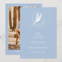 Vogel Frans Blauw Bloemstuk Foto Bruiloft