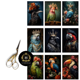  Vogel Gotische Raven King Kroon Decoupage Tissuepapier