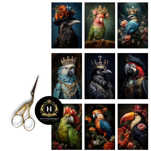  Vogel Gotische Raven King Kroon Decoupage Tissuepapier