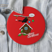 Vogel House Merry Kerstmis Ronde Button 6,0 Cm (In situ)