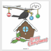 Vogel House Merry Kerstmis Sticker (Vel)