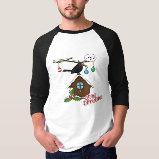 Vogel House Merry Kerstmis T-shirt (Voorkant)