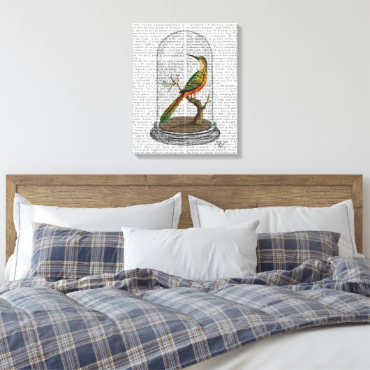 Vogel in Bell Jar Canvas Afdruk (Insitu (Slaapkamer))