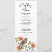 Vogel in Bloemen Bruiloft Menu (Voorkant)
