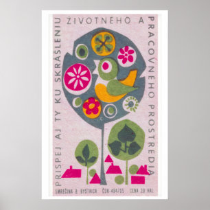 Vogel in Boom - Matchbox Print - Tsjechische Wands