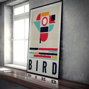 Vogel in de kunst van Bauhaus. Poster