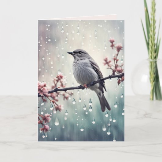 Vogel in de regen met sympathie kaart (Voorkant)
