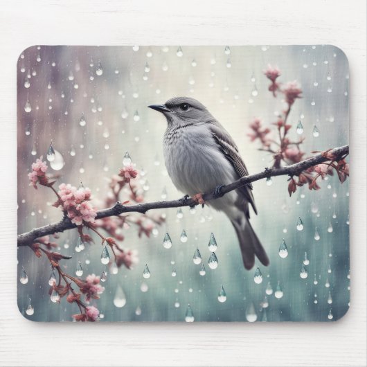 Vogel in de regen muismat (Voorkant)