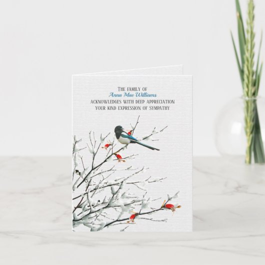 Vogel in de Wintertak Sympathie bedankt (Voorkant)