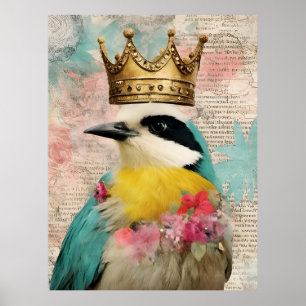 Vogel in een Crown Collage Poster