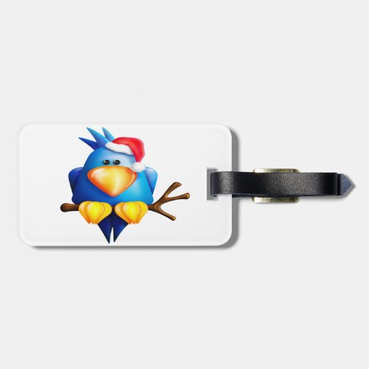 Vogel in een kerstmuts bagagelabel (Achterkant horizontaal)