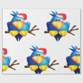 Vogel in een kerstmuts cadeaupapier (Vlak)