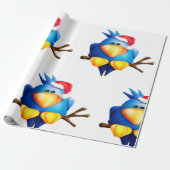 Vogel in een kerstmuts cadeaupapier (Uitgerold)