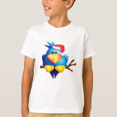 Vogel in een kerstmuts jongens t-shirt (Voorkant)