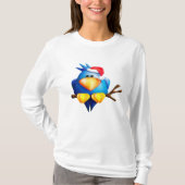 Vogel in een kerstmuts vrouwen lang Sleeve T-shirt (Voorkant)