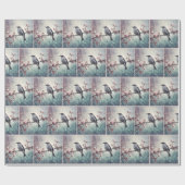 Vogel in regendruppels cadeaupapier (Vlak)