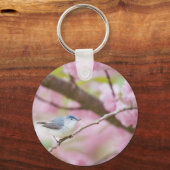 Vogel in roze bloesem sleutelhanger (Achterkant)