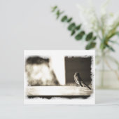 Vogel in Sepia Briefkaart (Staand voorkant)