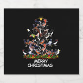 Vogel Kerstboom Vrolijk Kerstfeest Sparkling Wijnetiket (Enkel label)