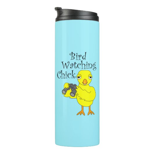 Vogel kijken chick tekst thermosbeker (Geroteerd rechts)
