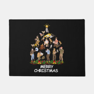 Vogel kijken Kerstboom Vrolijk Kerstfeest Deurmat