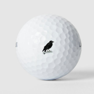Vogel kraai raaf golfballen