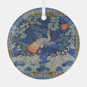 Vogel Kunstwerk Kuif Chinese borduurwerk kunstwerk Glas Ornament