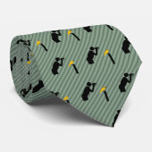 Vogel met Binocles en Gele Vogel op Khaki Stropdas (Opgerold)