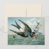 vogel met bloeiende tak briefkaart (Voorkant / Achterkant)