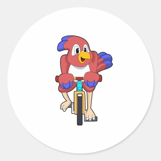 Vogel met fiets ronde sticker (Voorkant)
