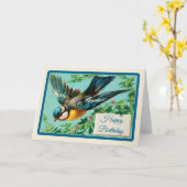  vogel met Floral Flowers Birthday Kaart (Gele Bloem)