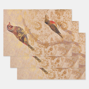 vogel met goud inpakpapier vel