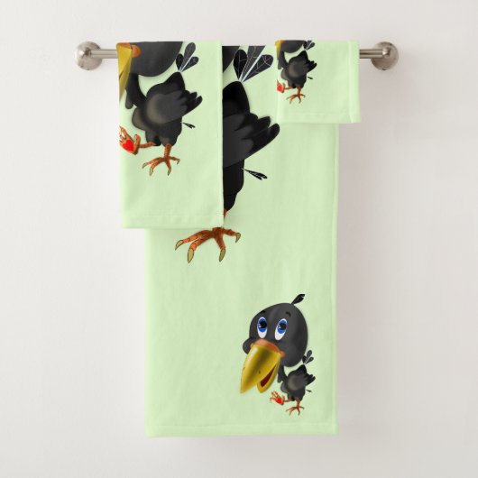 Vogel met hartenwashanddoekset - uw kleuren bad handdoek (Insitu)