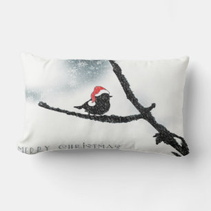 Vogel Met Kerstman Hoed, Prettig Kerstfeest Kussen