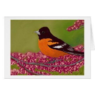 Vogel met roze bloemen