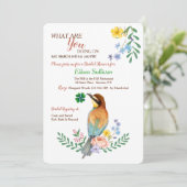 Vogel met Shamrock uitnodiging (Staand voorkant)