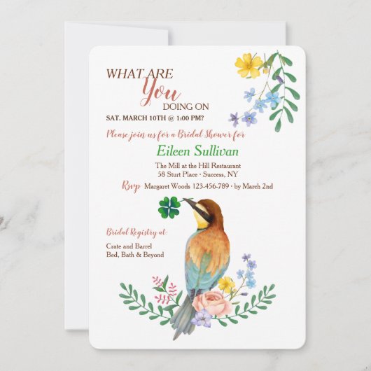 Vogel met Shamrock uitnodiging (Voorkant)