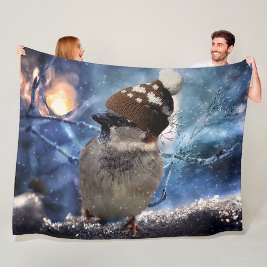 VOGEL met WINTERSE PET Fleece Deken (In situ)