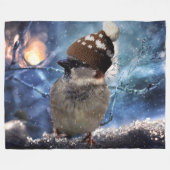 VOGEL met WINTERSE PET Fleece Deken (Voorkant (Horizontaal))