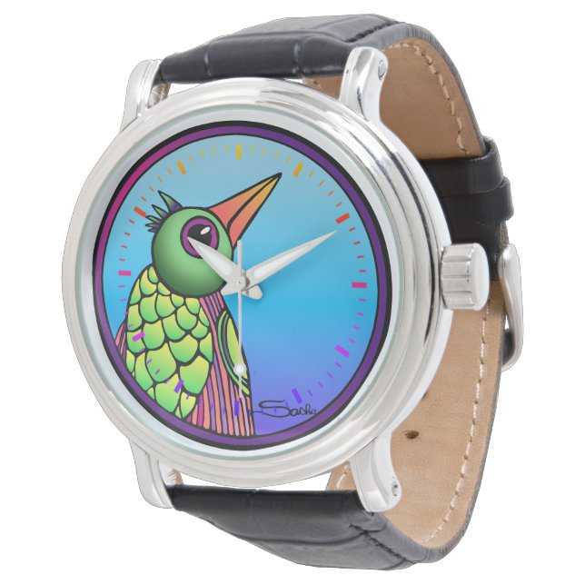 Vogel ontwerp horloge (Gekanteld)