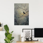 Vogel op boom gezeten Donkere Academie, Vogel Muur Poster (Thuiskantoor)