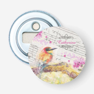  vogel op boomroze bloemen ontkoppelen button flesopener