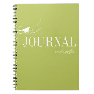 Vogel op boomtak groene op maat gemaakte agenda notitieboek